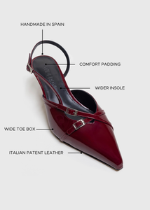 Wide Fit Kitten Heels in Burgundy Patent Leather for Women – Widerry