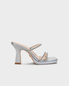 Widerry Gloria silver wide fit heels, side view