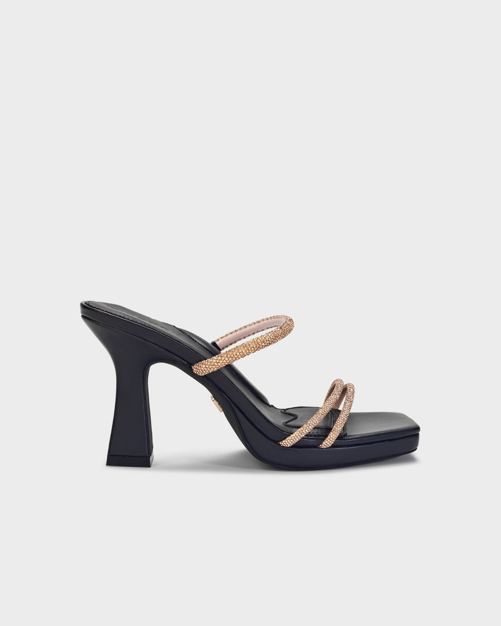 Widerry Gloria black wide fit heels, side view