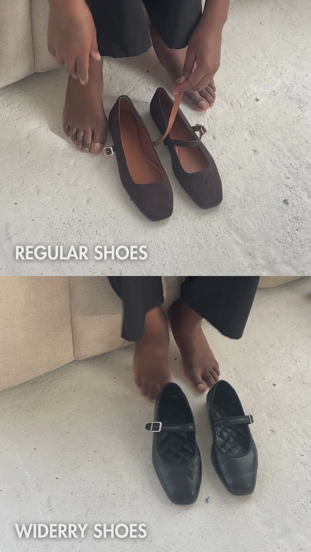 Video comparison of a flat shoe vs Widerry wide fit shoe