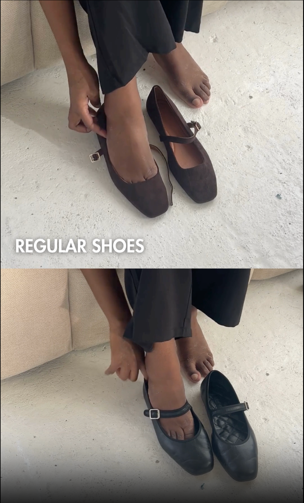 Video comparison of a flat shoe vs Widerry wide fit shoe